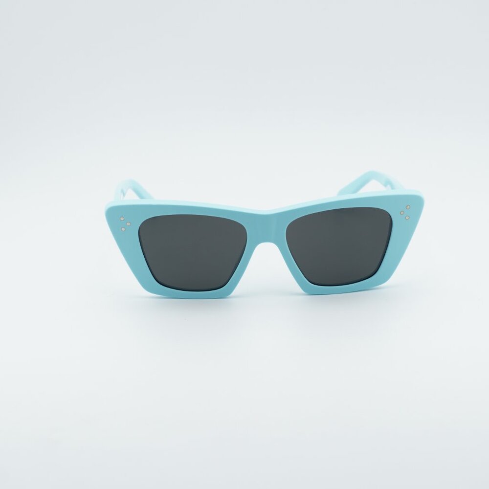 Celine CL40187I 84A Sunglasses Shiny Sky Blue Cat Eye Frame, Grey Lenses - Picture 2 of 10
